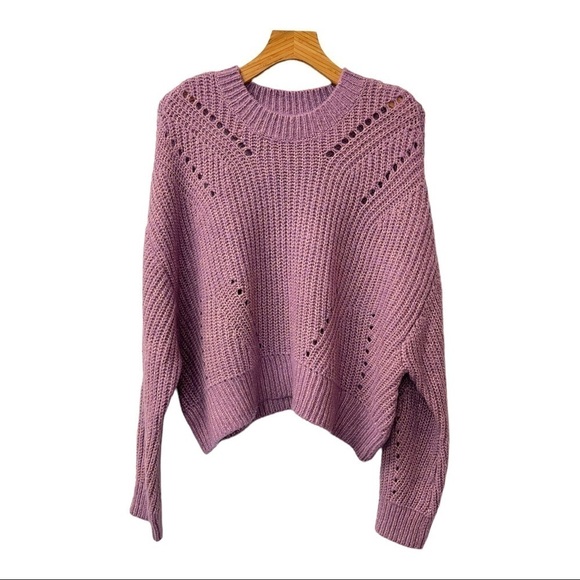 Elizabeth And James Giada Lavender Metallic Thread Chunky Open Knit Sweater - Picture 3 of 11